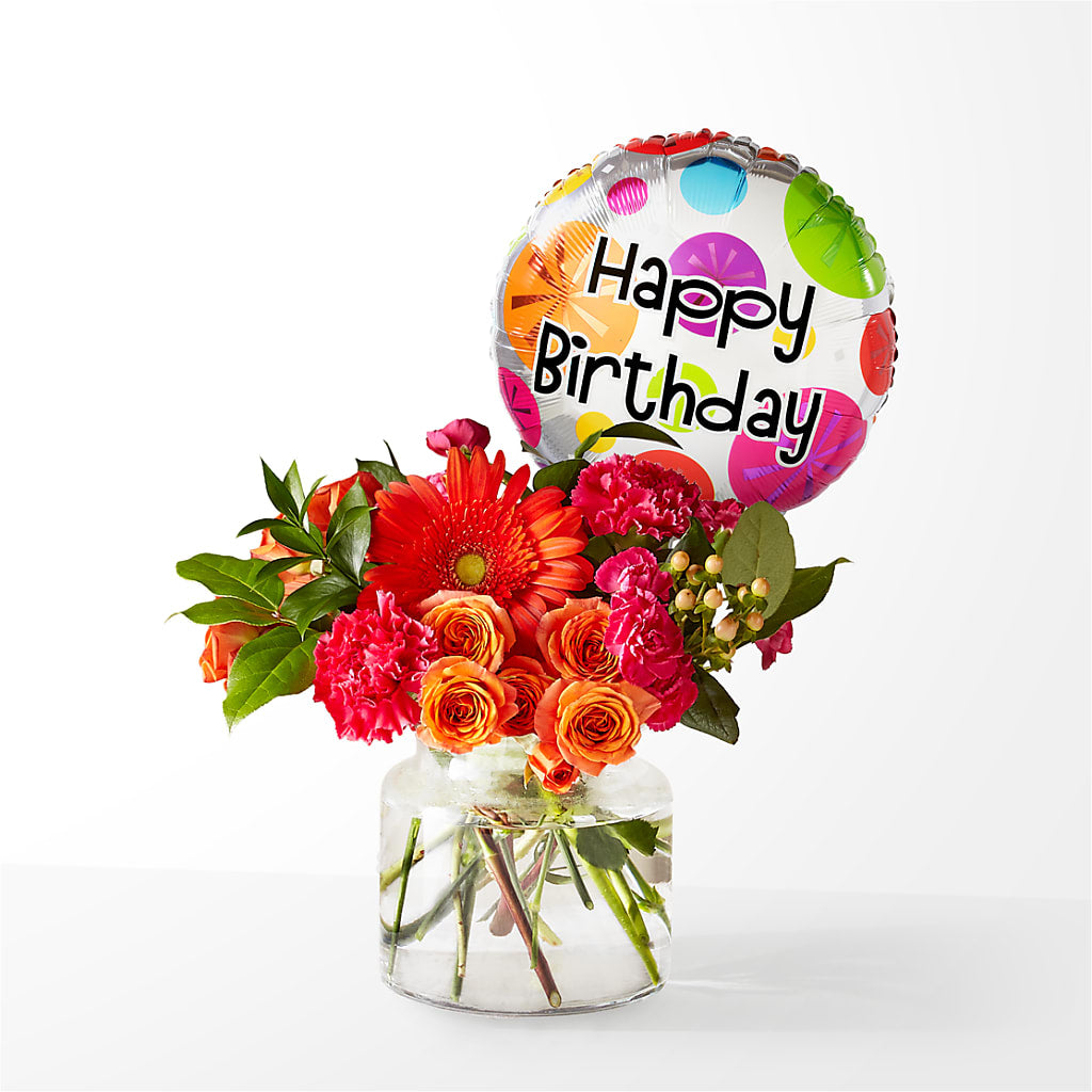Fiesta Bouquet with Birthday Balloon – La La Florist, Baldwin Park CA