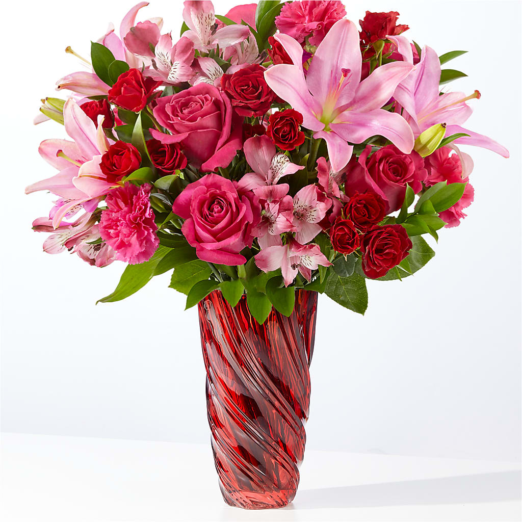 In Love Bouquet with Luxe Swirl Vase – La La Florist, Baldwin Park CA