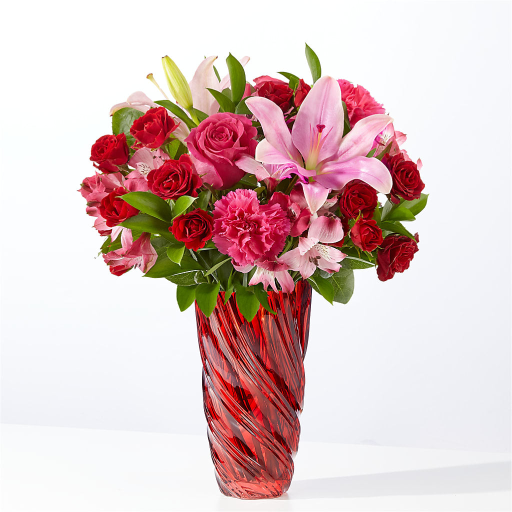 In Love Bouquet with Luxe Swirl Vase – La La Florist, Baldwin Park CA