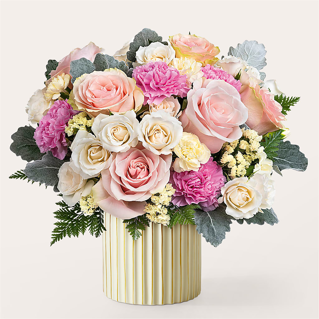 Blissful Moments Bouquet with Ivory Vase – La La Florist, Baldwin Park CA