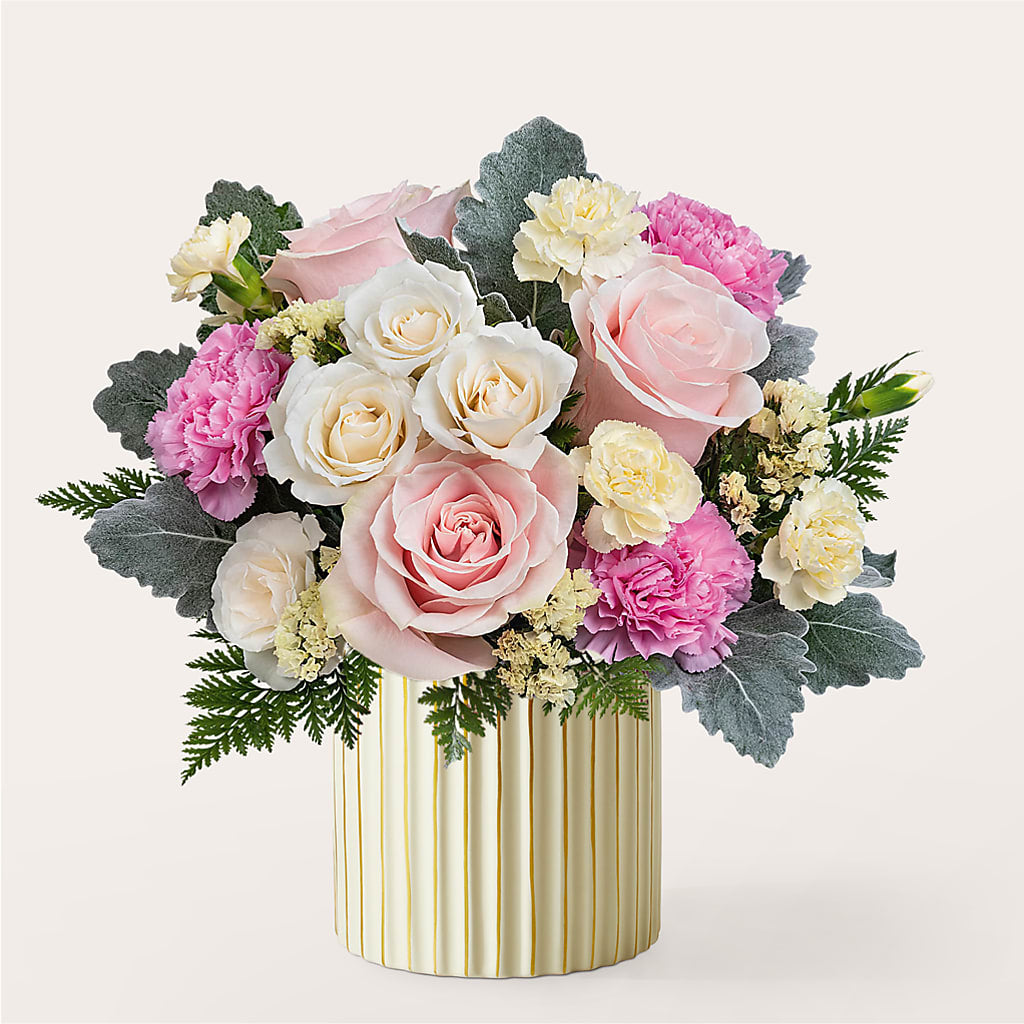 Blissful Moments Bouquet with Ivory Vase – La La Florist, Baldwin Park CA