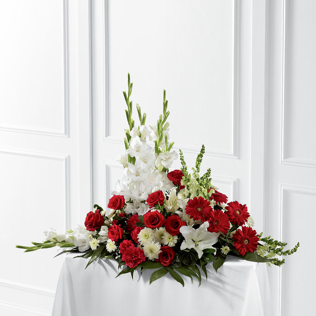 Crimson & White Arrangement – La La Florist, Baldwin Park CA