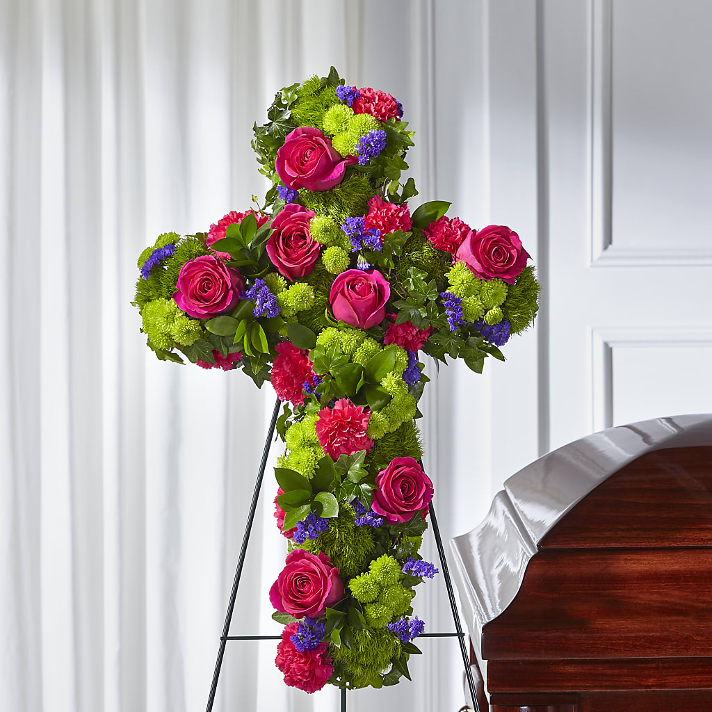 Tribute Rose Floral Cross – La La Florist, Baldwin Park CA