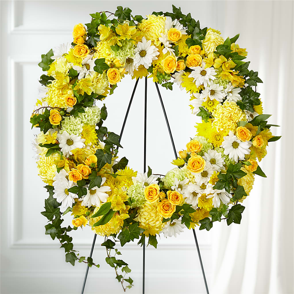 Golden Remembrance Wreath – La La Florist, Baldwin Park CA