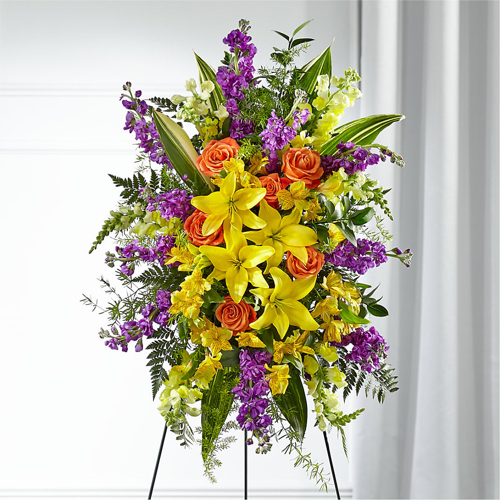 Thoughtful Prayers Standing Spray – La La Florist, Baldwin Park CA