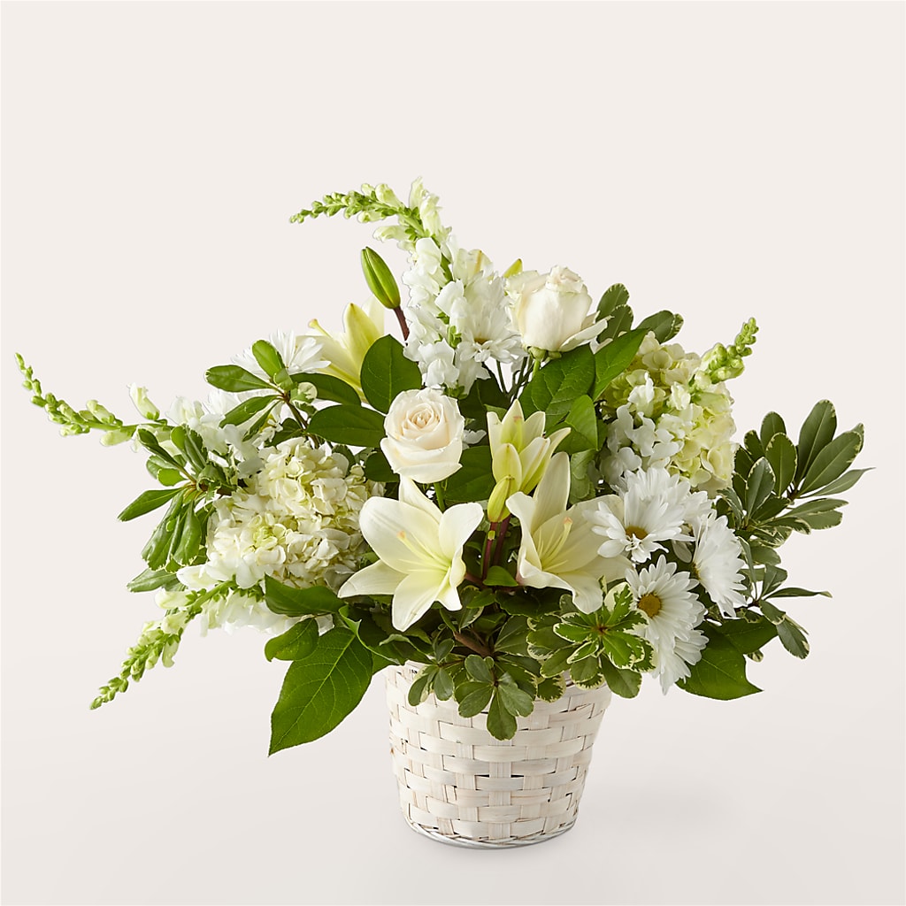 Ivory Elegance Floral Basket – La La Florist, Baldwin Park CA
