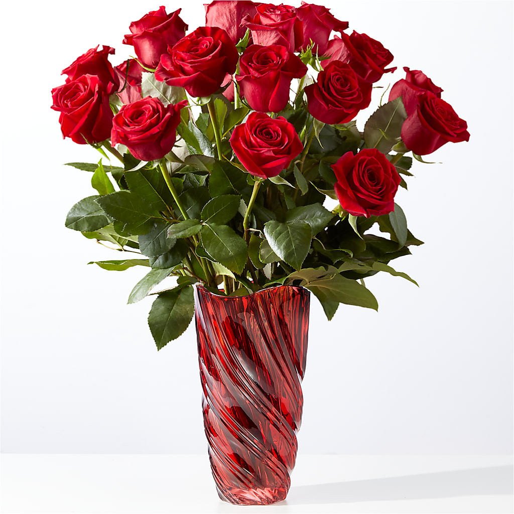 Classic Love Red Rose Bouquet with Luxe Swirl Vase – La La Florist, Baldwin Park CA