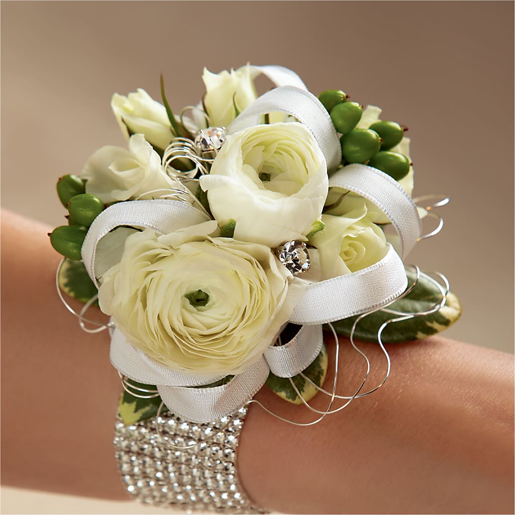 White Wedding Corsage – La La Florist, Baldwin Park CA