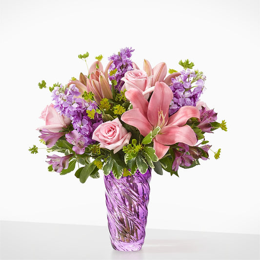 Precious Petals Bouquet with Luxe Swirl Vase –  La La Florist, Baldwin Park CA