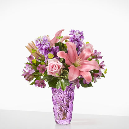 Precious Petals Bouquet with Luxe Swirl Vase –  La La Florist, Baldwin Park CA