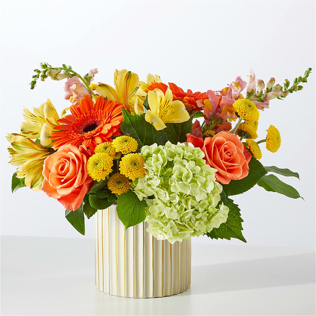 Autumn Sunshine Bouquet with Ivory Vase –  La La Florist, Baldwin Park CA