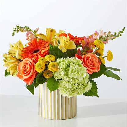 Autumn Sunshine Bouquet with Ivory Vase –  La La Florist, Baldwin Park CA
