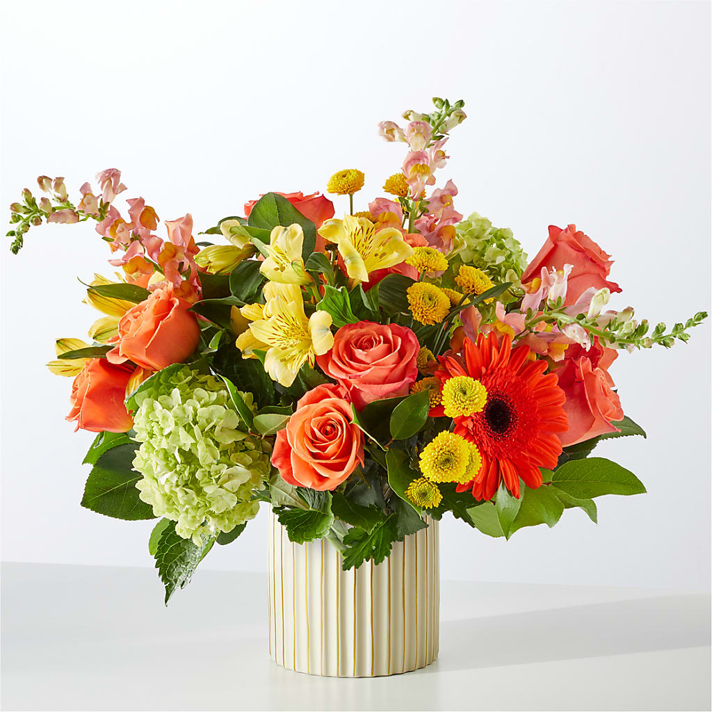Autumn Sunshine Bouquet with Ivory Vase –  La La Florist, Baldwin Park CA