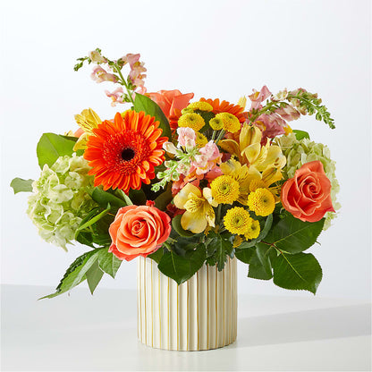 Autumn Sunshine Bouquet with Ivory Vase –  La La Florist, Baldwin Park CA