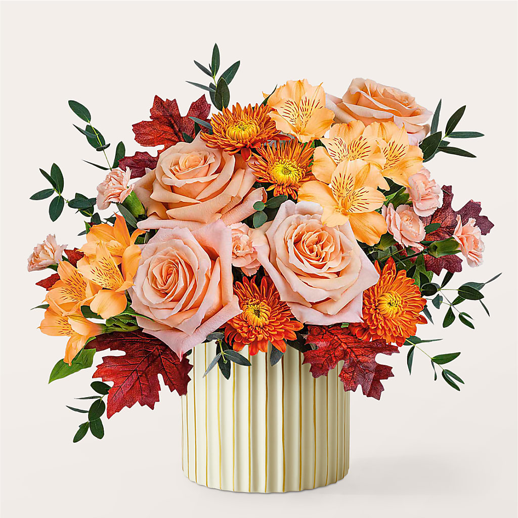 Spiced Latte Bouquet with Ivory Vase –  La La Florist, Baldwin Park CA