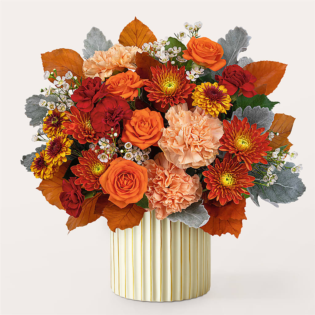 Merlot Bouquet with Ivory Vase –  La La Florist, Baldwin Park CA